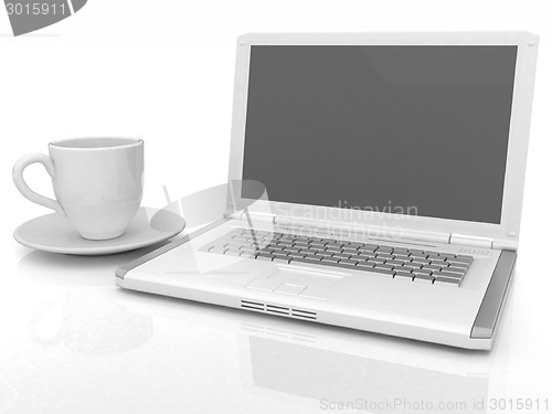 Image of 3d cup and a laptop