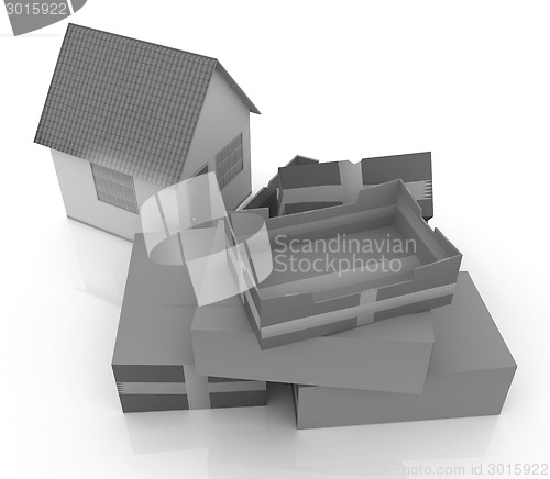 Image of Cardboard boxes and house 