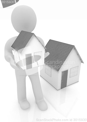 Image of 3d man with house 