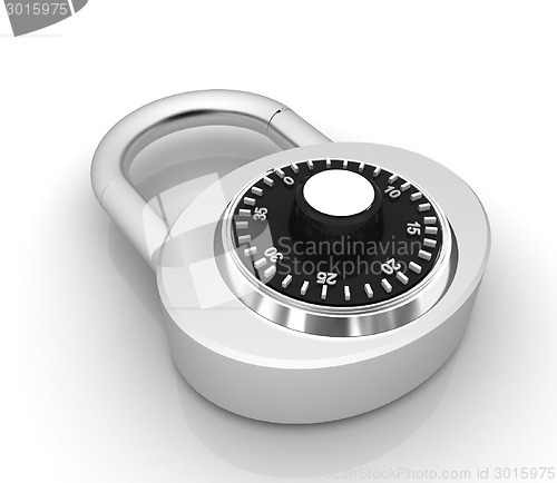 Image of Illustration of security concept with chrome locked combination 