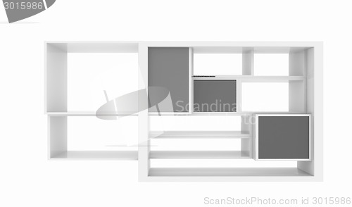 Image of 3d isolated Empty colorful bookshelf 