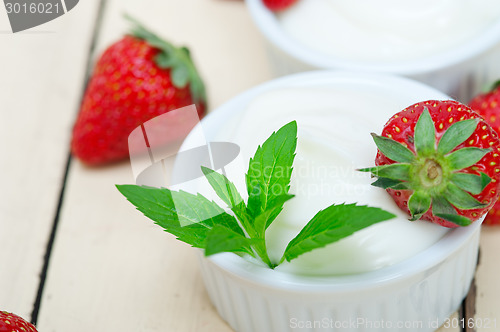 Image of organic Greek yogurt and strawberry