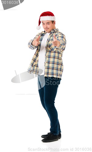Image of Man in Santa hat