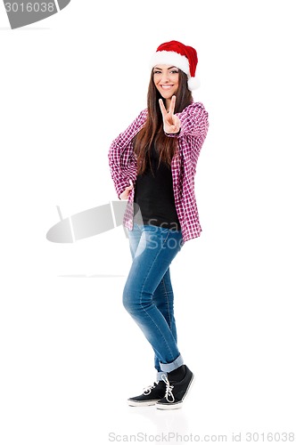 Image of Girl in Santa hat