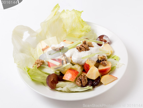 Image of Waldorf salad over white