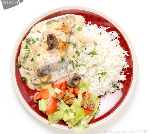 Image of Chicken breast stroganoff from above