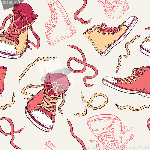 Image of Sneakers. Shoes Seamless pattern.