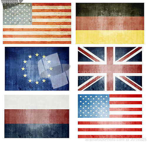 Image of Set Of Grunge Flags