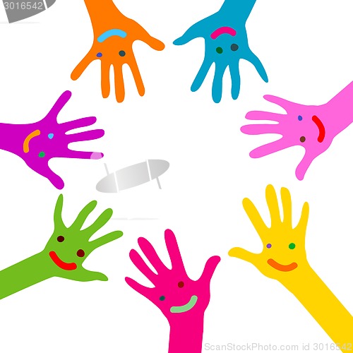 Image of hands with faces