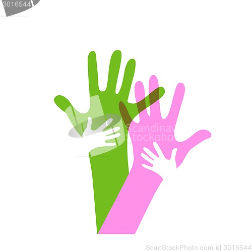 Image of children and adults hands together