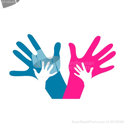 Image of children and adults hands together