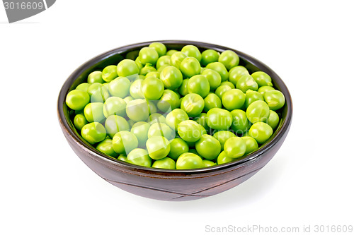 Image of Green peas in brown bowl