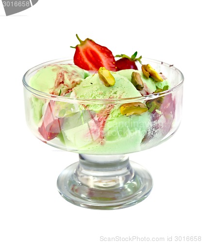 Image of Ice cream strawberry-pistachio in glass goblet