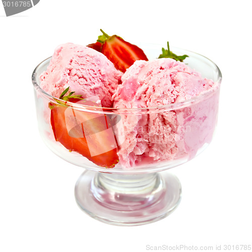 Image of Ice cream strawberry in glass goblet