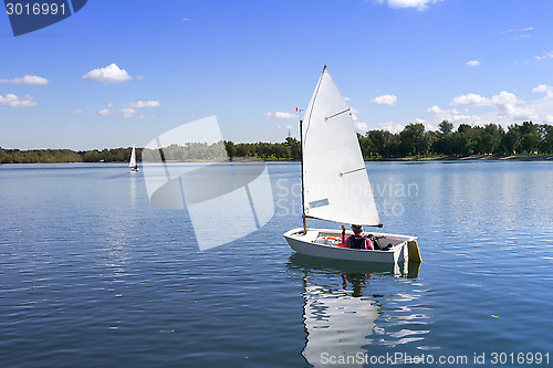 Image of White boat sailing
