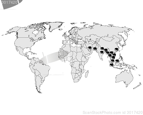 Image of Asian elephant range