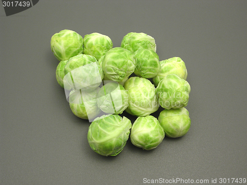 Image of Several Brussels sprouts on a dull matting