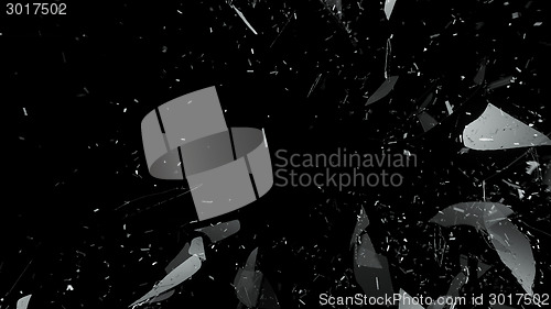 Image of Glass break and shatter with motion blur on black