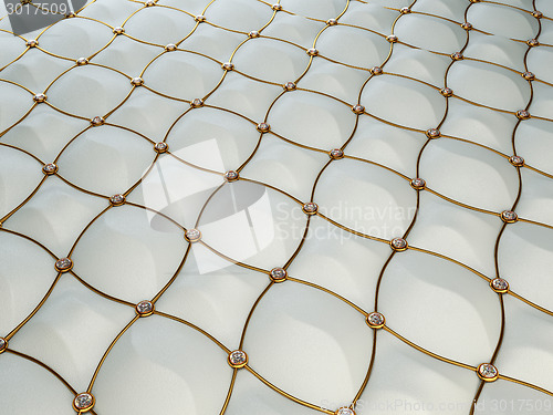 Image of Grey luxury leather pattern with diamonds and golden wire