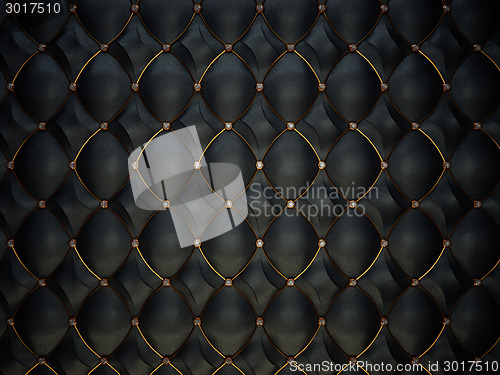 Image of Black leather pattern with golden wire and diamonds