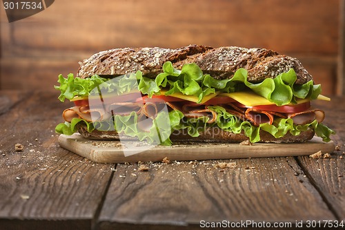 Image of Sandwich on the wooden table