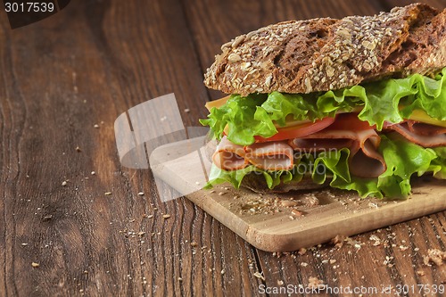 Image of Sandwich on the wooden table