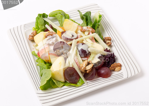 Image of Waldorf salad over white high angle