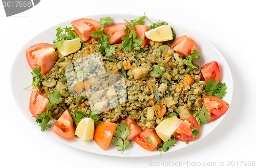 Image of Freekeh vegetable pilaf from above