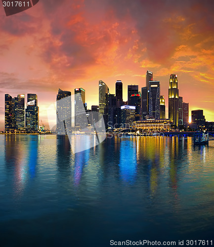 Image of Singapore Skyline at sunset