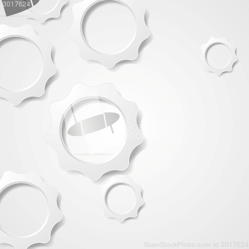 Image of Grey paper gears hi-tech background