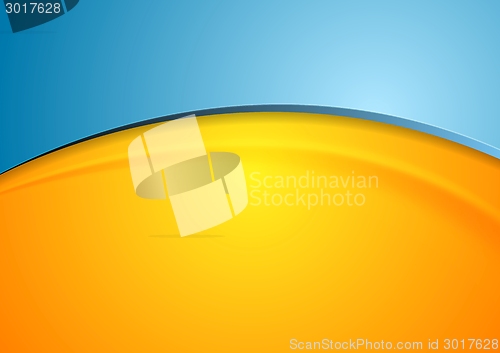 Image of Orange and blue shiny waves background