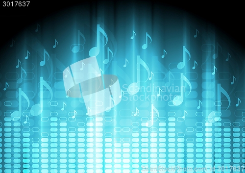 Image of Blue music background with equalizer and notes