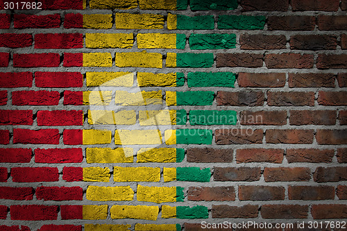 Image of Brick wall texture with flag