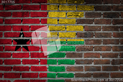 Image of Brick wall texture with flag