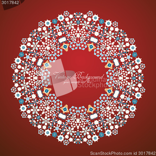 Image of Ornamental round lace pattern.Delicate circle background