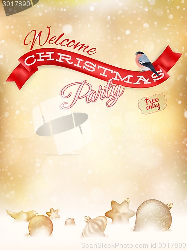 Image of Christmas typography poster on gold bokeh. EPS 10