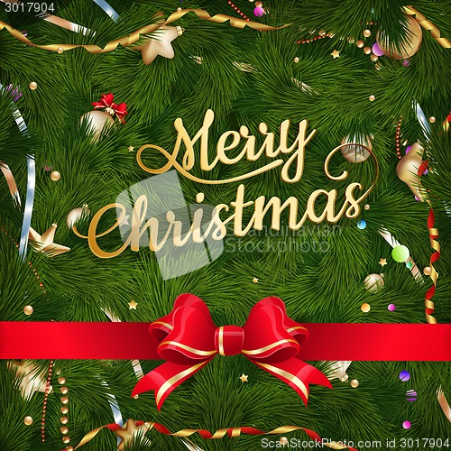 Image of Golden Christmas greeting. EPS 10