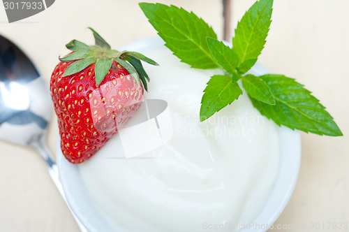 Image of organic Greek yogurt and strawberry