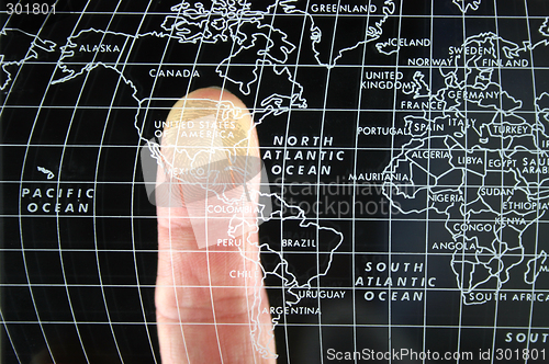 Image of Finger on world Map