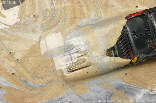 Image of Gold and Silver Paint with paintbrush