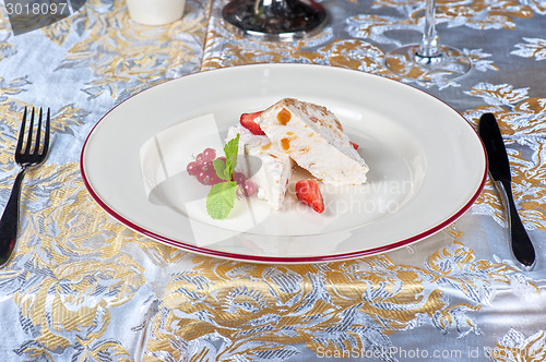 Image of cream berries dessert