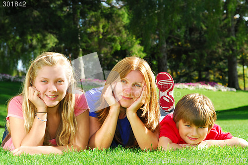 Image of Family relaxing in a park