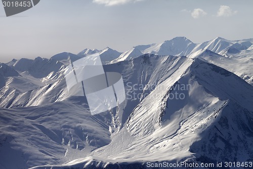 Image of Mountain with icy slope in evening