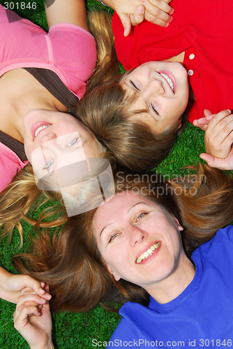 Image of Family lying down on grass