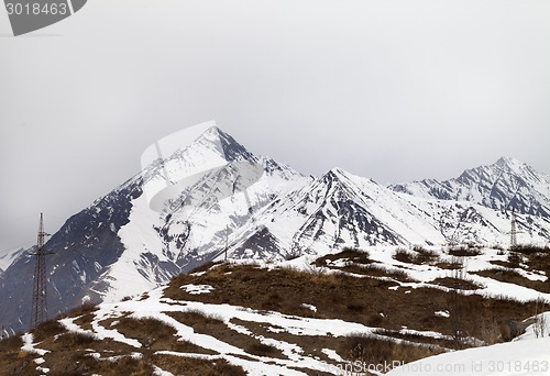 Image of Winter mountains and gray sky