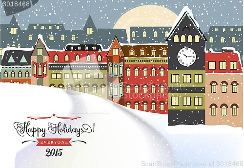 Image of Winter Cityscape, Christmas Illustration