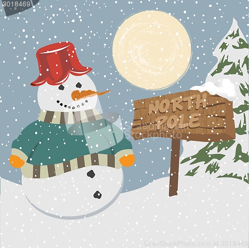 Image of Vintage christmas poster with snowman