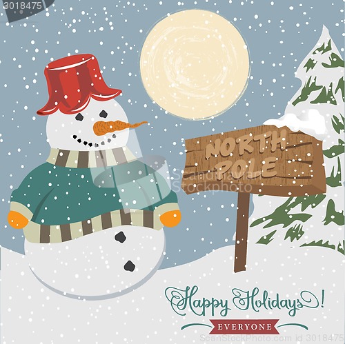 Image of Vintage christmas poster with snowman