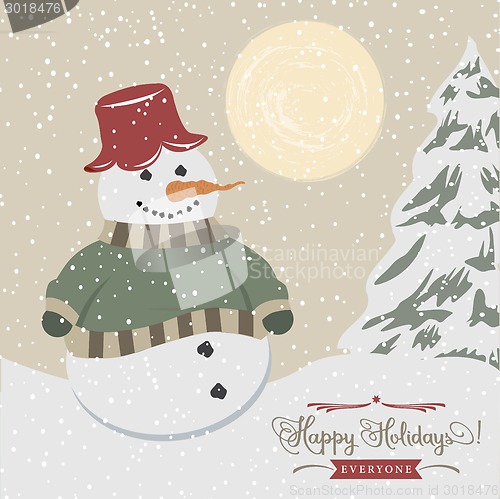 Image of Vintage christmas poster with snowman