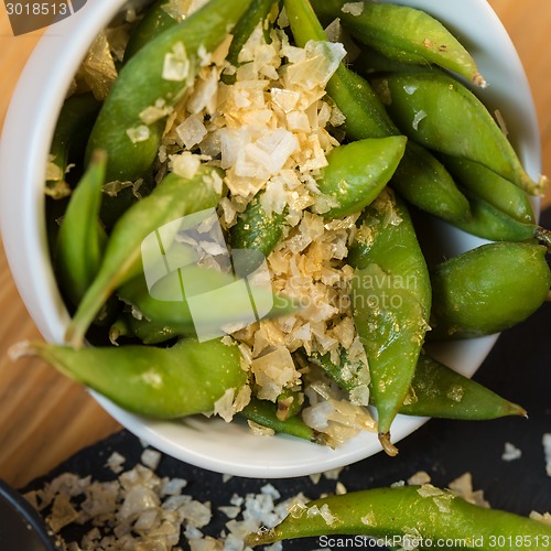 Image of Green string beans chinese dish with spices